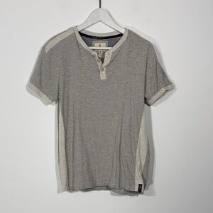 Men's Gray and Cream Short Sleeve Henley Shirt